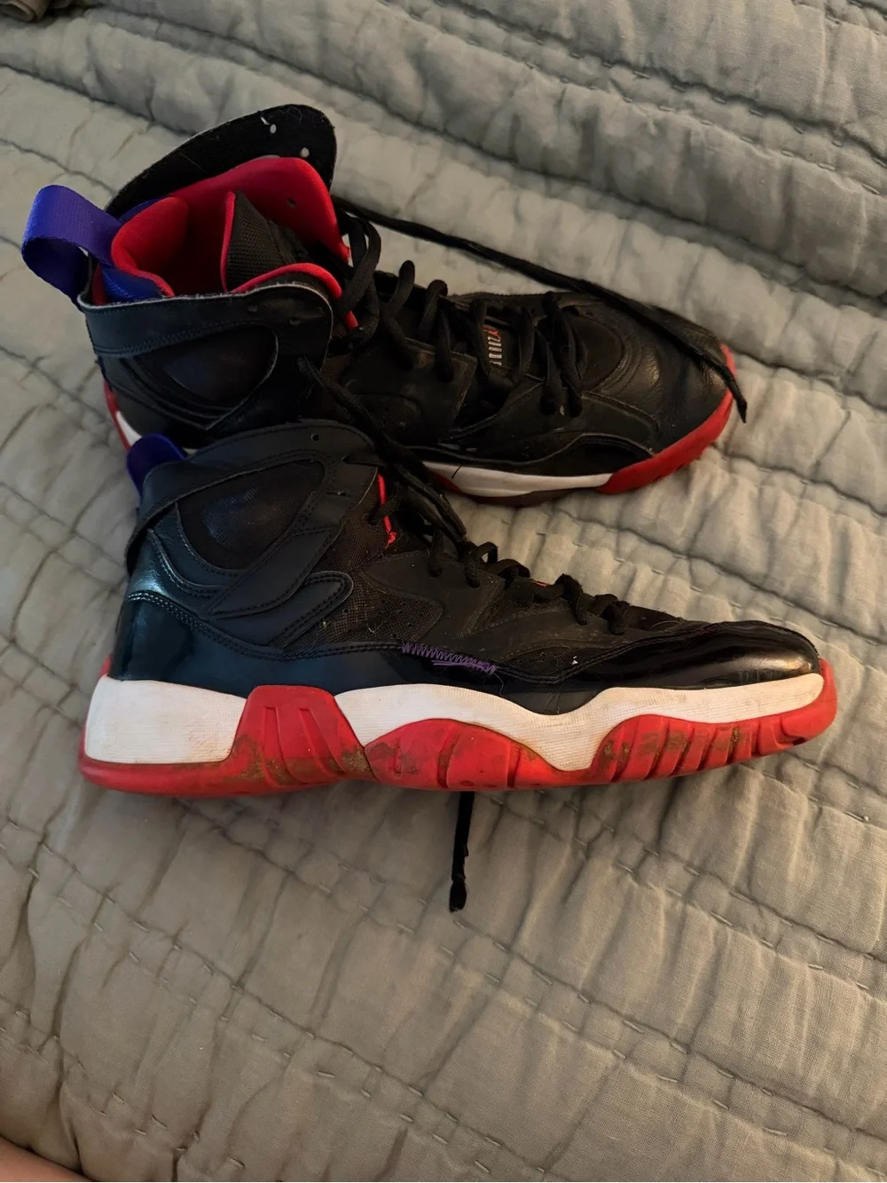 Jordan High-Top Basketball Sneakers in Black, Purple, Red